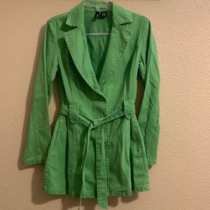 Retro Fit Green Deep V-Neck Lightweight Jacket, MIXIT size Medium